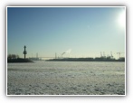 Hamburg im Winter Blick auf die Koehlbrandbruecke