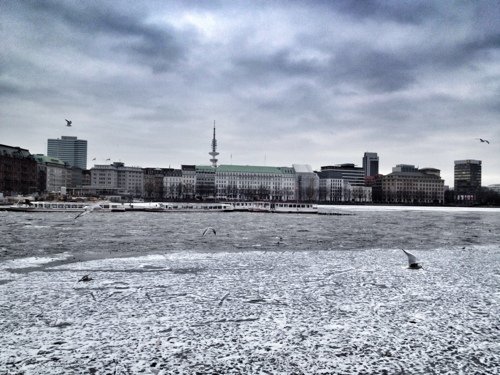 Hamburg Binnenalster im Winter